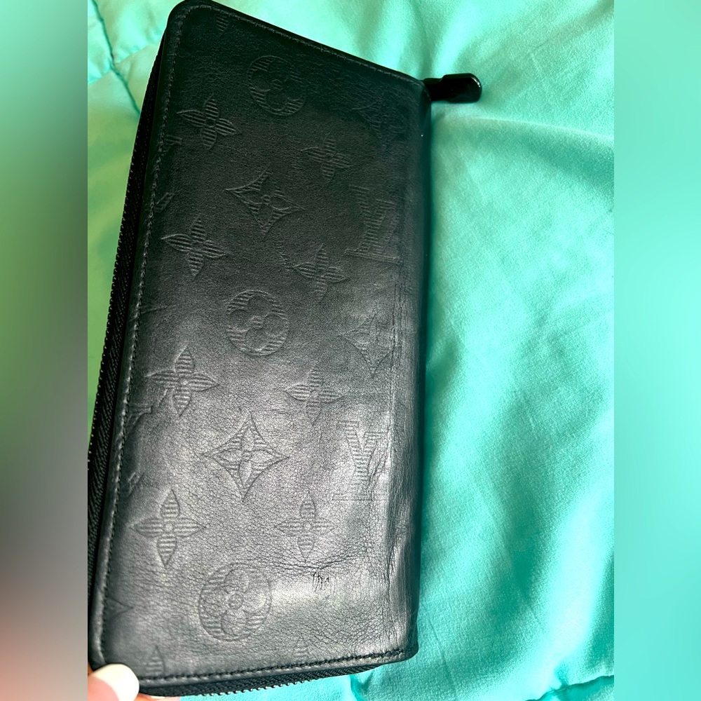 Louis Vuitton black on black zippy long wallet